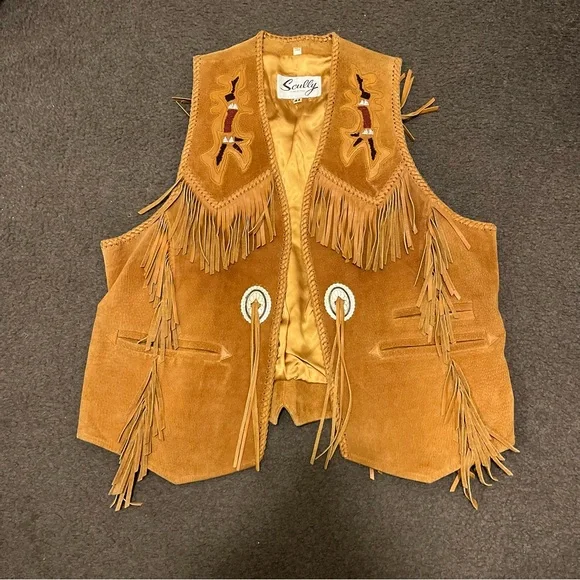 Vintage Scully Suede Leather Fringe Western Vest - Picture 2 of 8